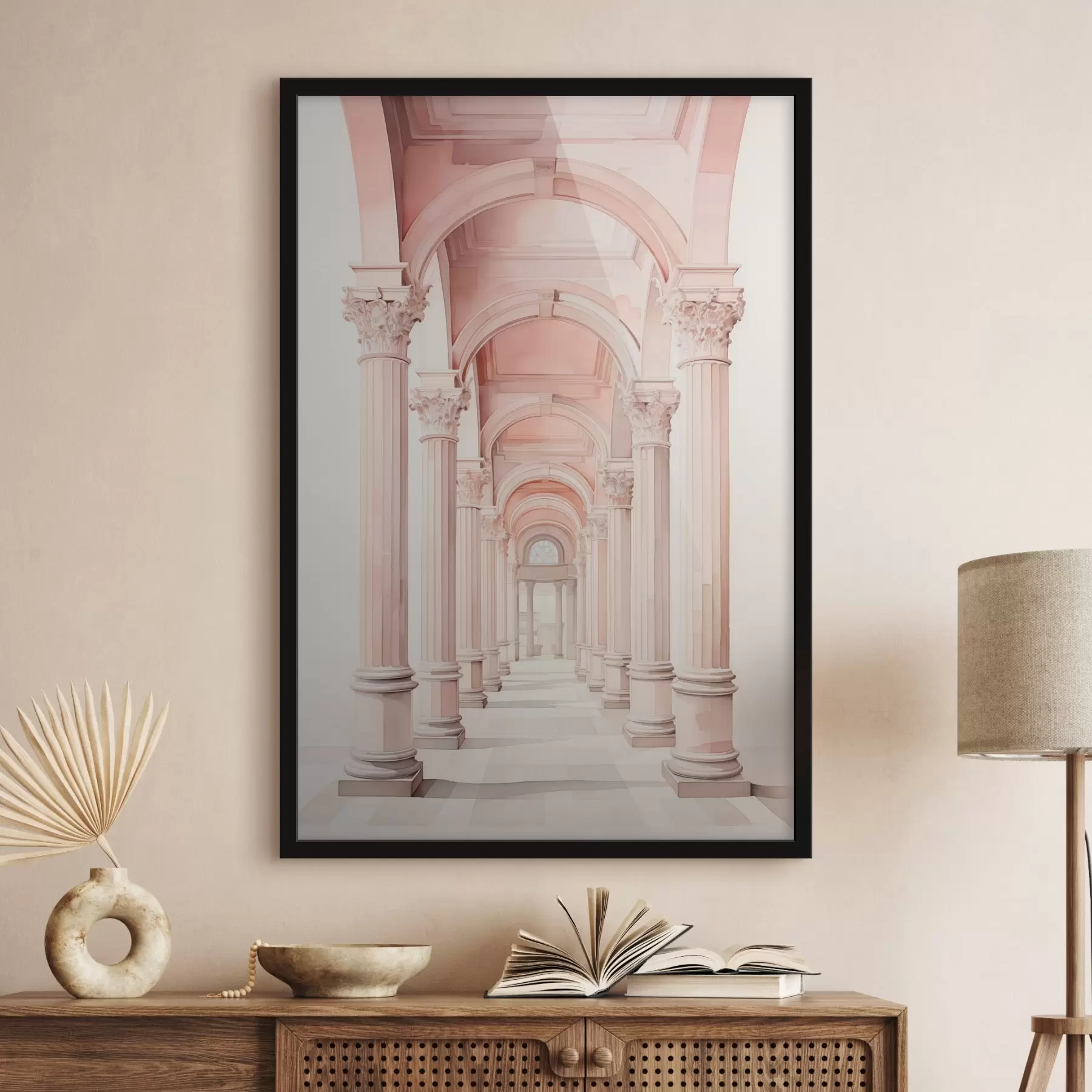 Fototapetai Architektūrinė struktūra su kolonomis, imituojančiomis akvarelę f42361