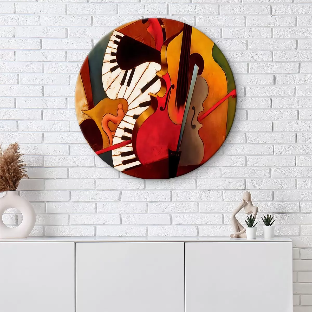 Apvalūs paveikslai Muzikos instrumentas, styginių instrumentų ir smuikų šeima r04342