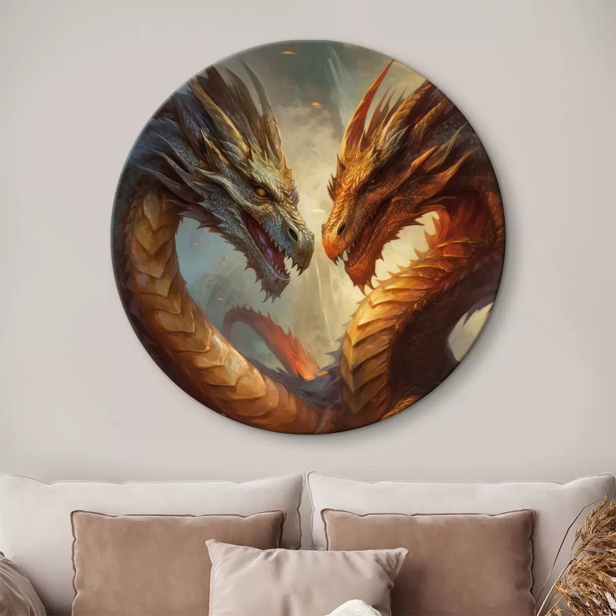 Apvalūs paveikslai Du drakonai r32598 Apvalūs paveikslai Du drakonai r32598