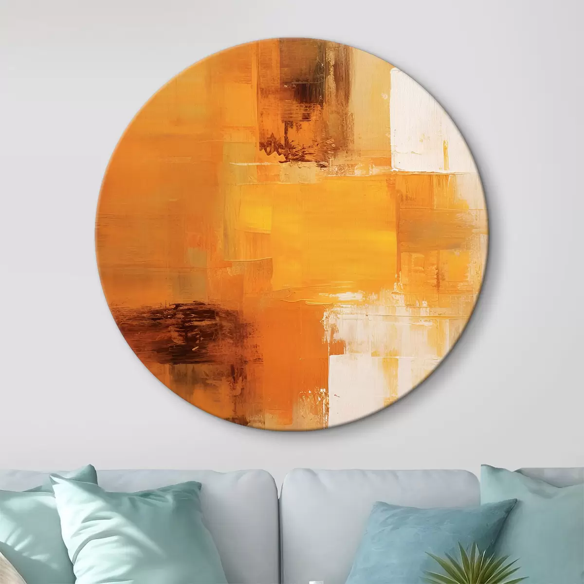 Apvalūs paveikslai Oranžinių atspalvių abstrakcija r35299