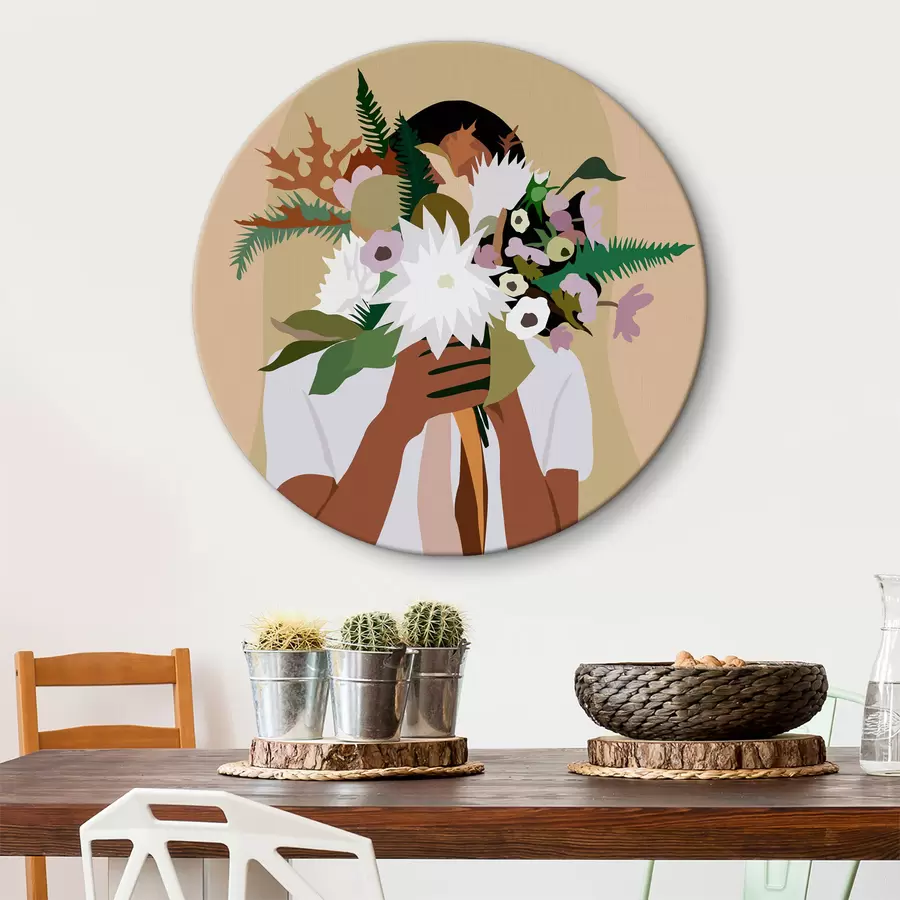 Paveikslėlis Mergina su gėlių puokšte abstraktus boho stiliaus r36367