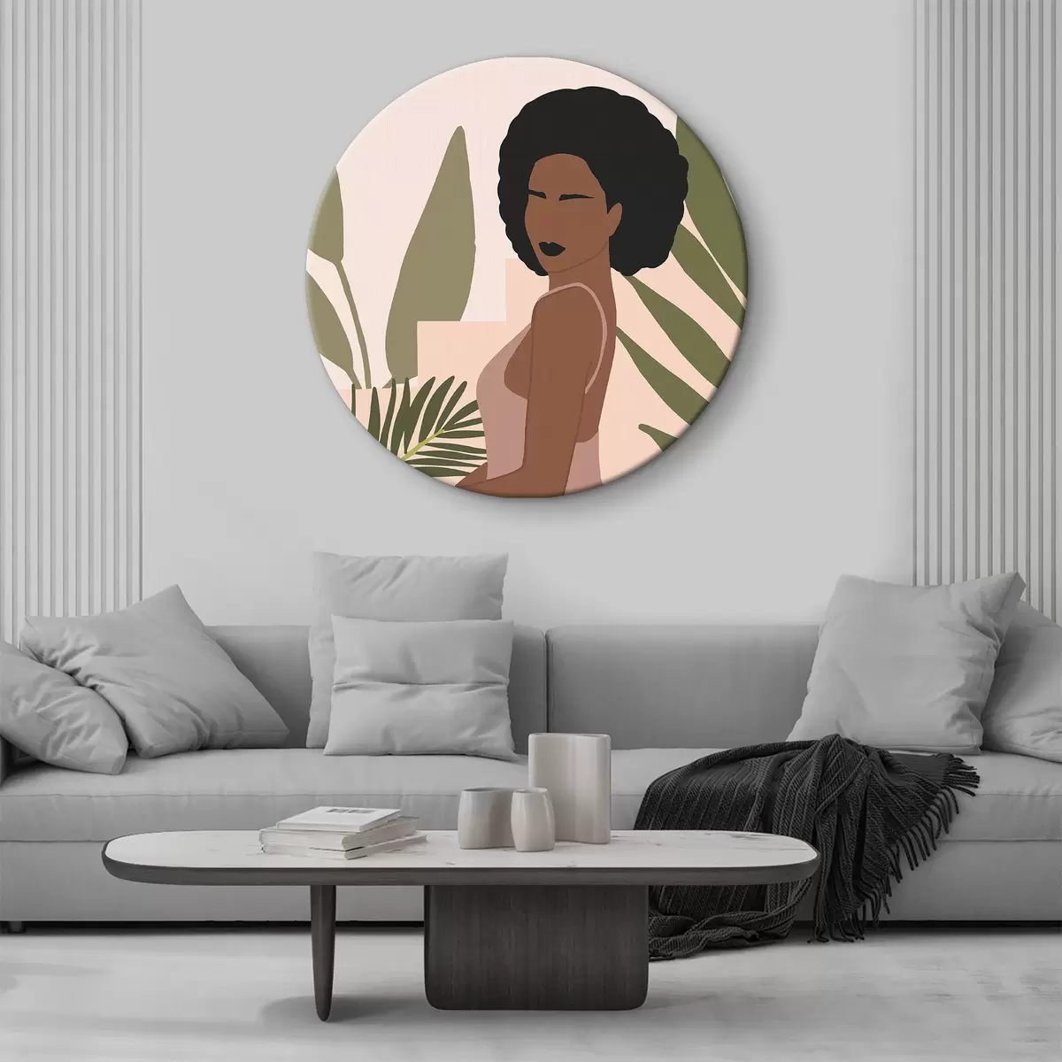Apvalūs paveikslai Elegancija tarp ramių atogrąžų lapų r36492