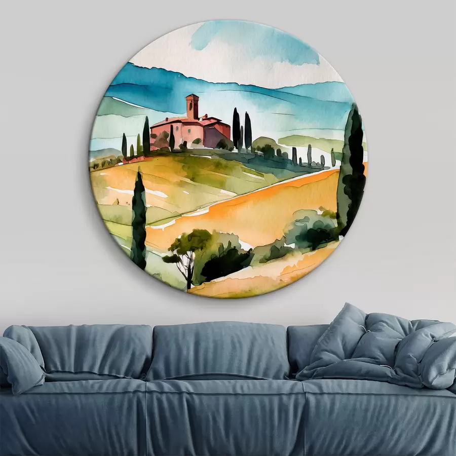 Fototapetai Italijos kraštovaizdis, akvarelė, Toskana r36683