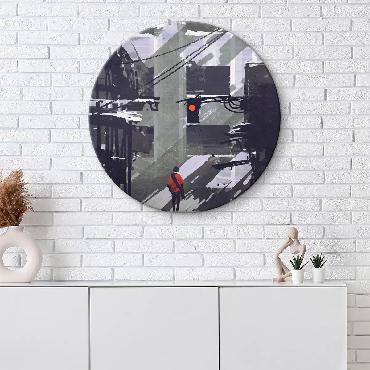 Apvalūs paveikslai Raudona šviesa mieste r37098