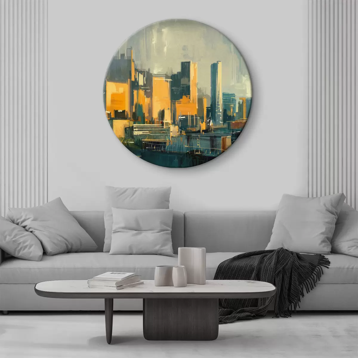 Apvalūs paveikslai Miesto panorama su aukštais pastatais r37102