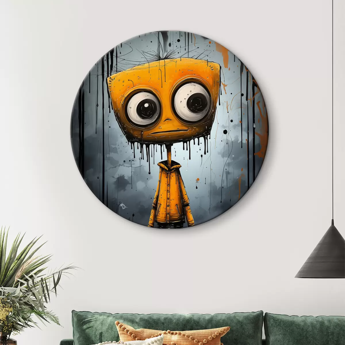 Apvalūs paveikslai Animacinių filmų personažas su kvadratine galva ir didelėmis akimis r37254 Apvalūs paveikslai Animacinių filmų personažas su kvadratine galva ir didelėmis akimis r37254