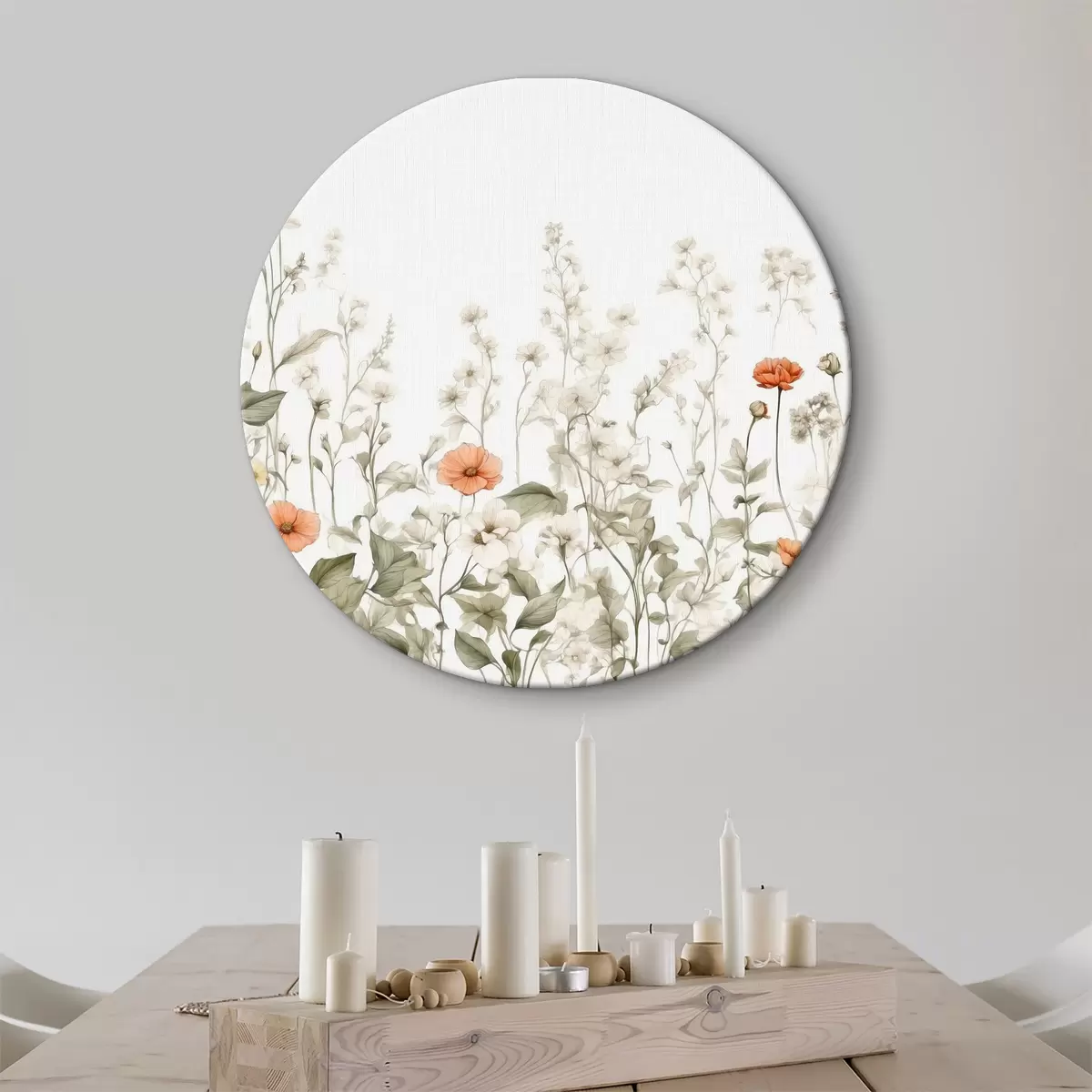 Apvalūs paveikslai Gėlių su lapais grupė r37334