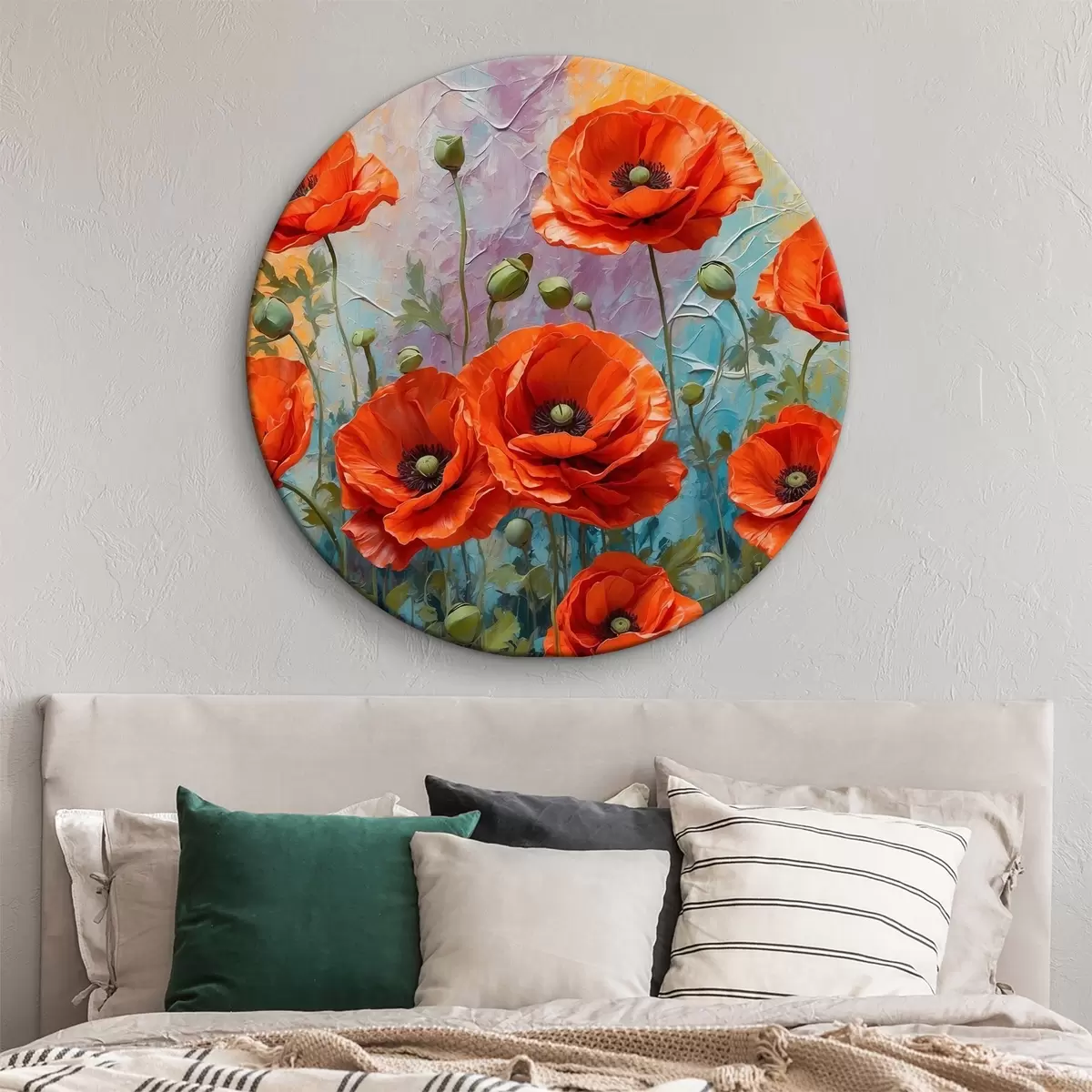 Apvalūs paveikslai Raudonų gėlių vaizdas r37805