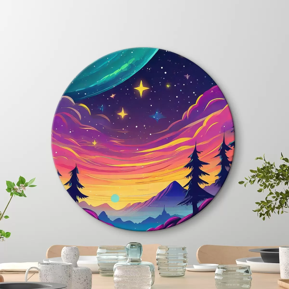 Apvalūs paveikslai Ryškių spalvų dangaus stebuklai r37995