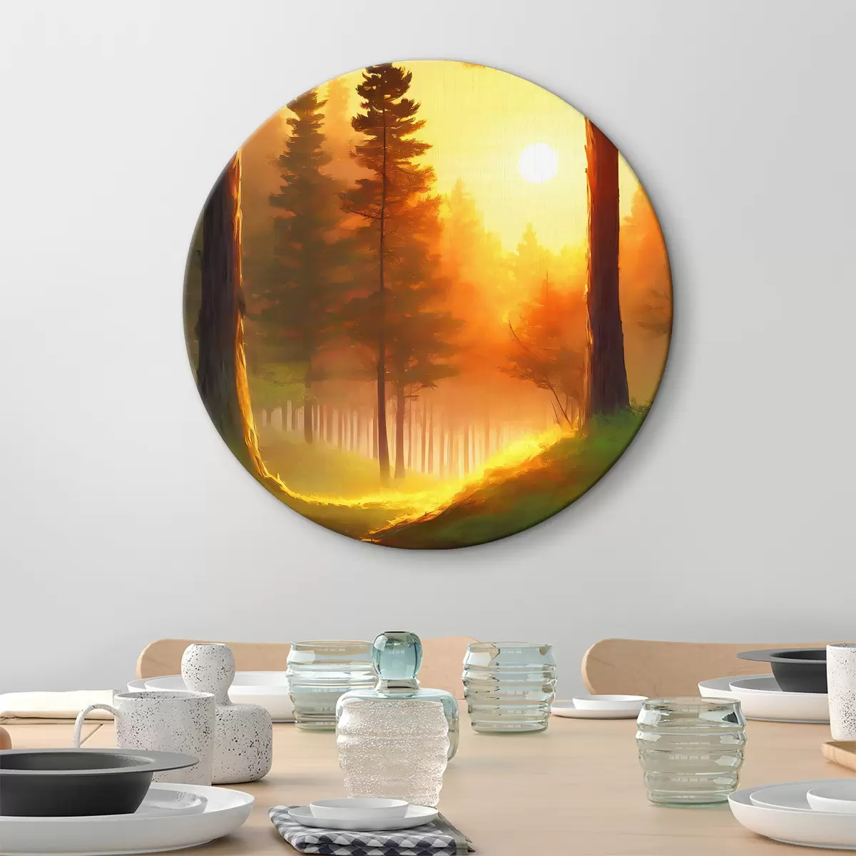 Apvalūs paveikslai Saulėlydžio atspindys upėje r37998
