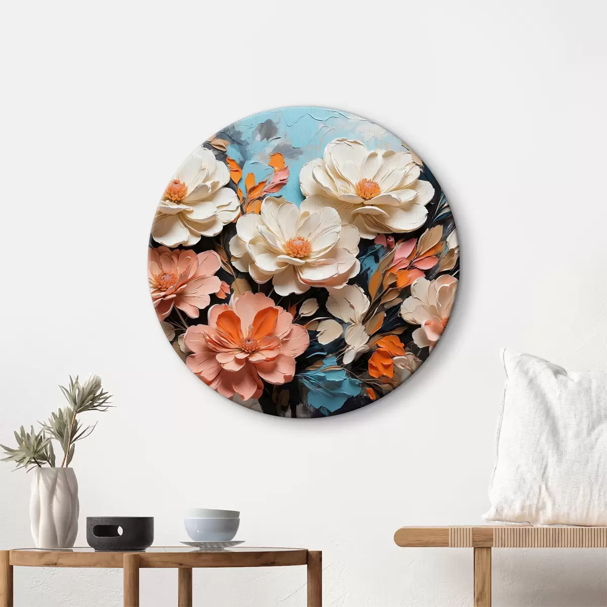 Apvalūs paveikslai Ryškus žydėjimas švelniais pasteliniais atspalviais r38064