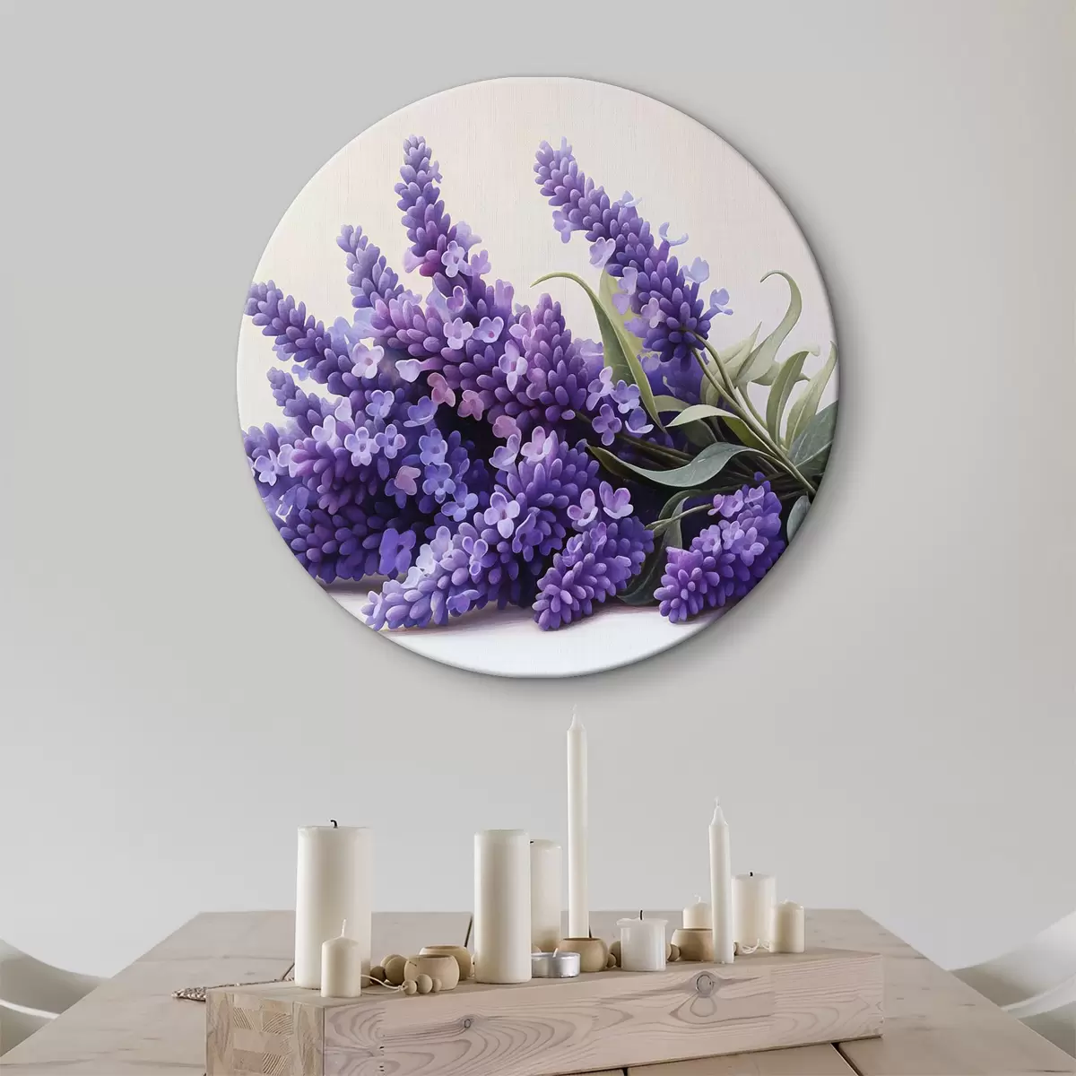Apvalūs paveikslai Violetinių gėlių puokštė r38082
