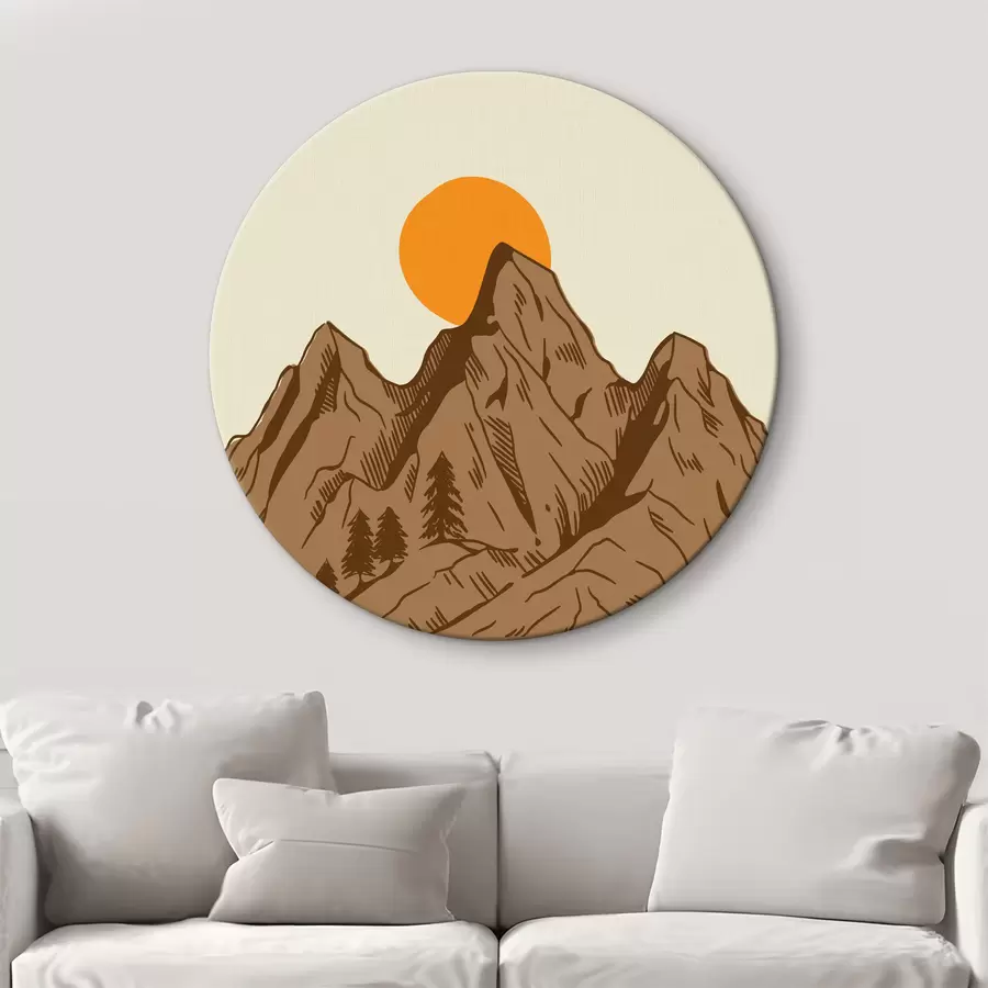 Paveikslėlis Kalnas su medžiais ir saule r38228