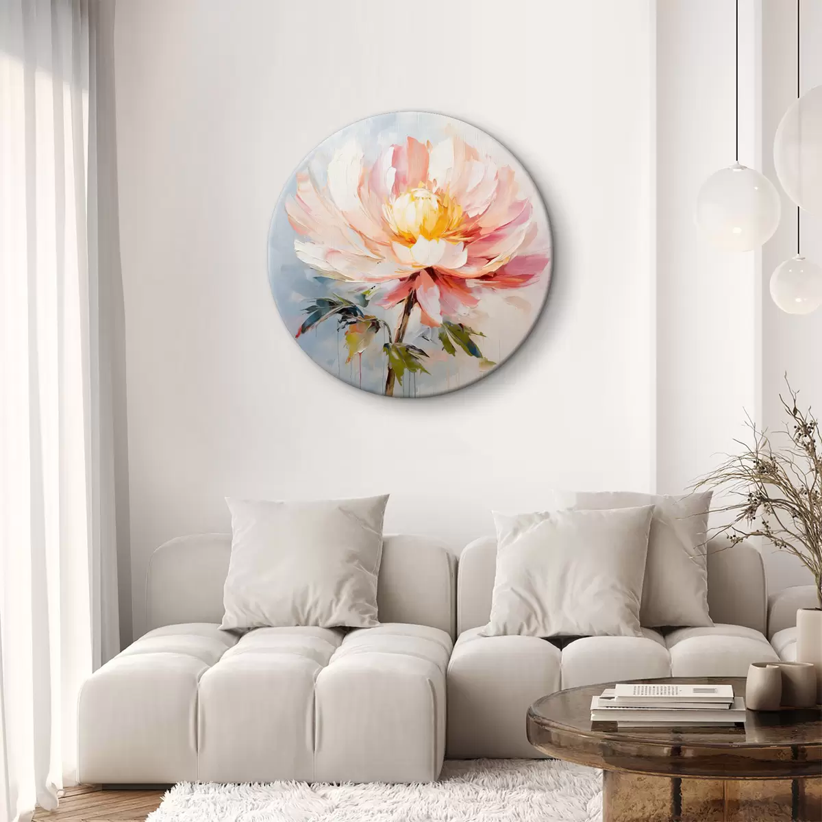 Apvalūs paveikslai Didelė rožinė gėlė r40745
