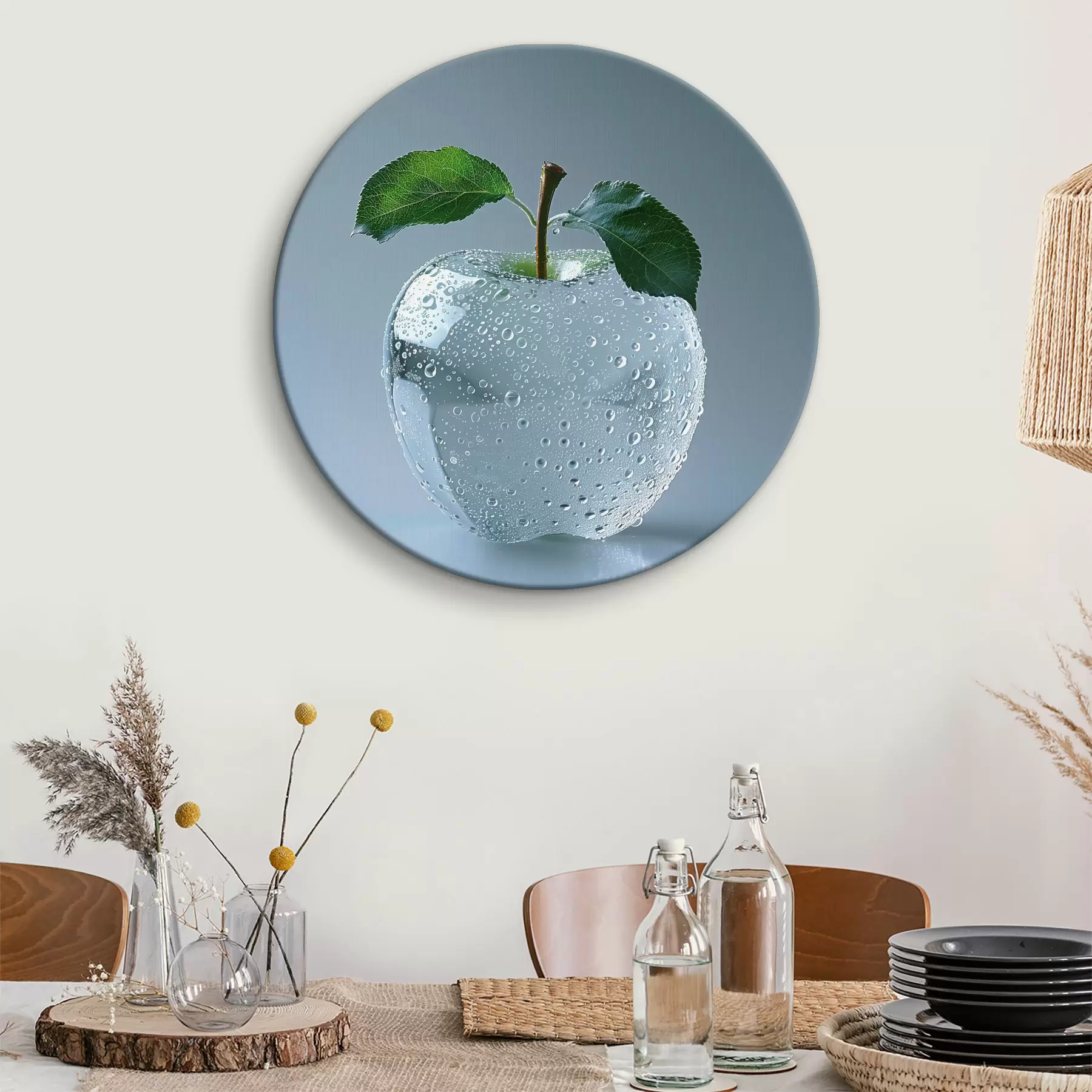 Fototapetai Stiklinis obuolys rasos lašuose r40914