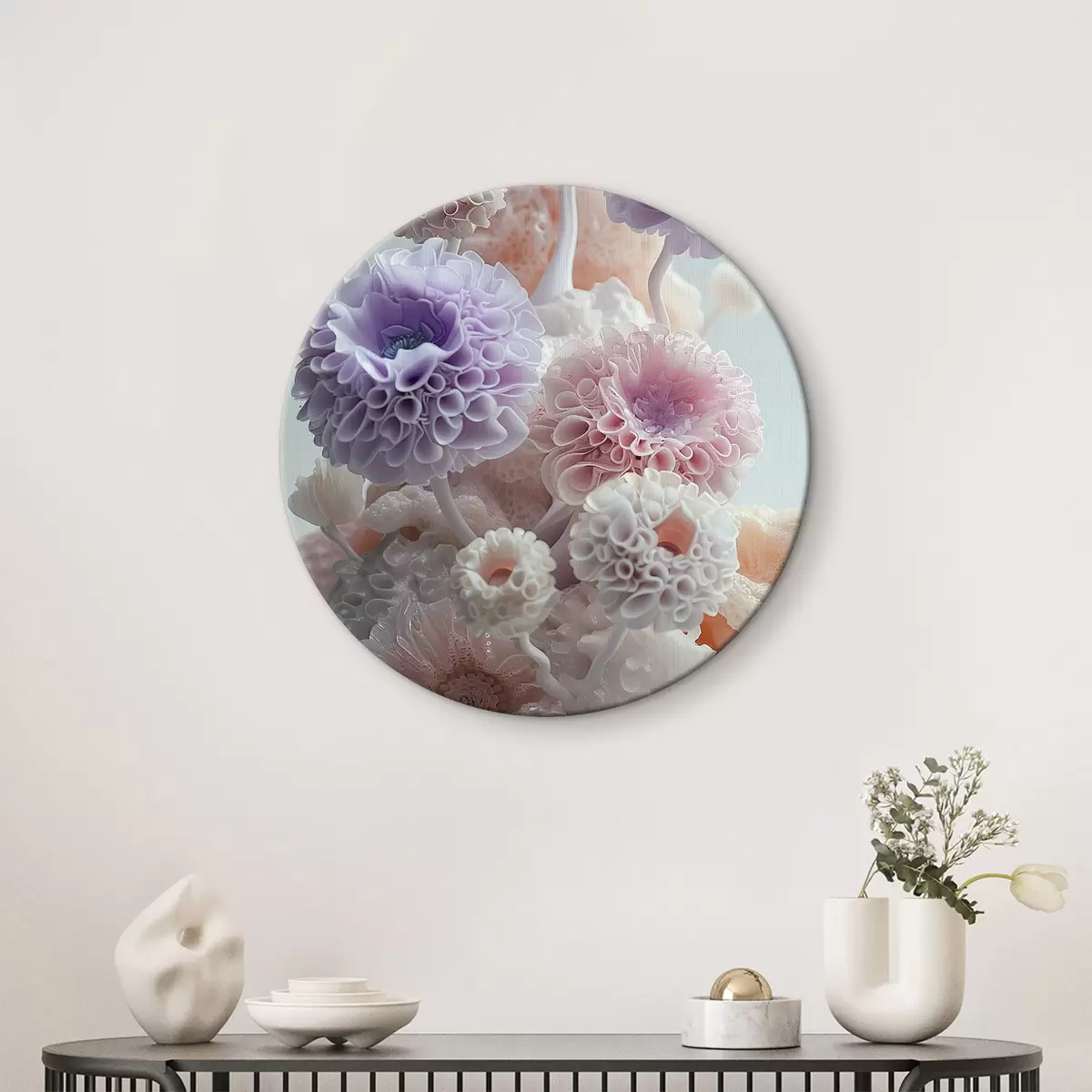 Apvalūs paveikslai Neįprastos formos gėlės r40917 Apvalūs paveikslai Neįprastos formos gėlės r40917