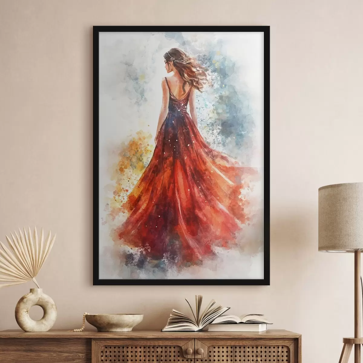 Plakatas Mergina raudona suknele f42193