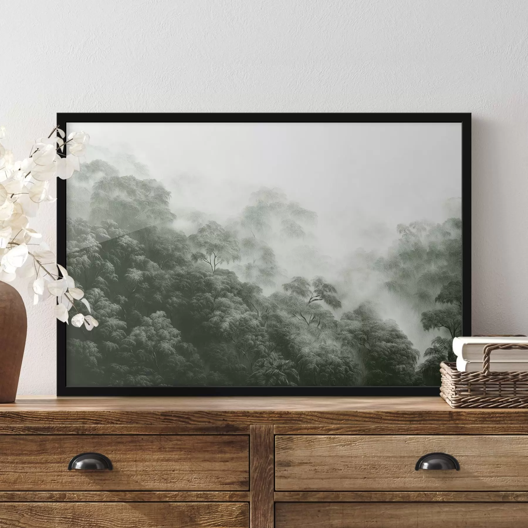 Paveikslėlis Atogrąžų miškas rūke, palmės, žalios spalvos f42371