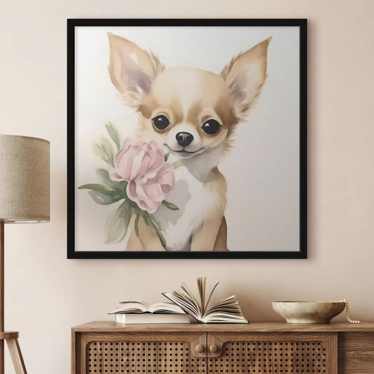 Plakatas Čihuahua ir gėlė f42341