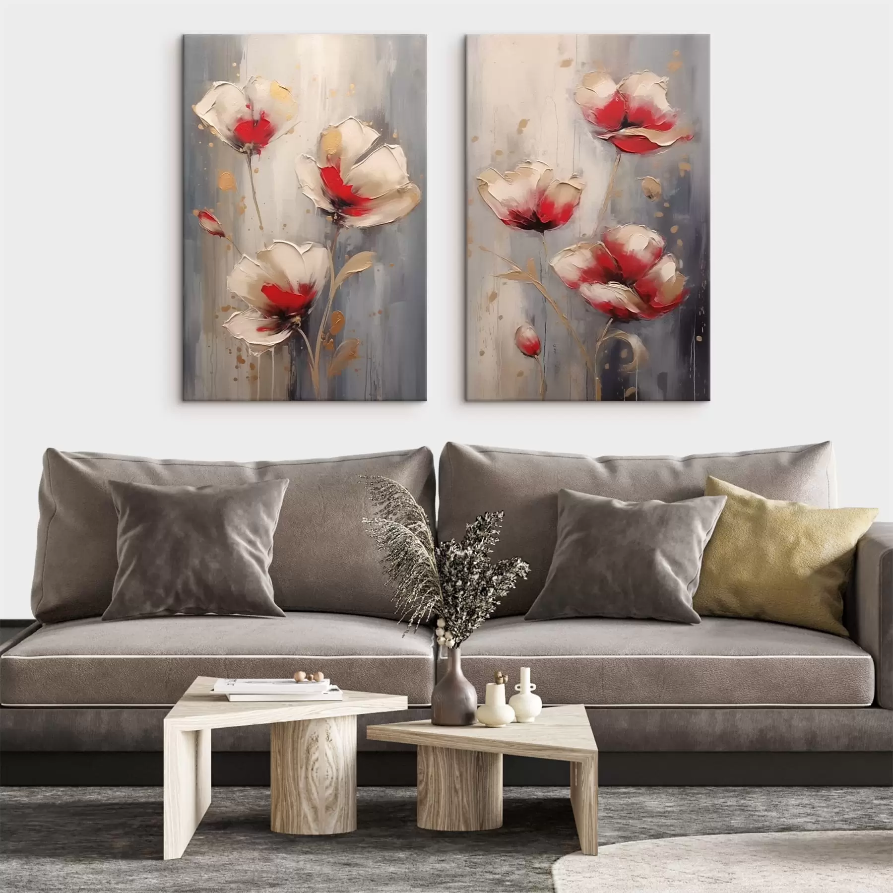 Paveikslėlis Baltos ir raudonos gėlės m00399