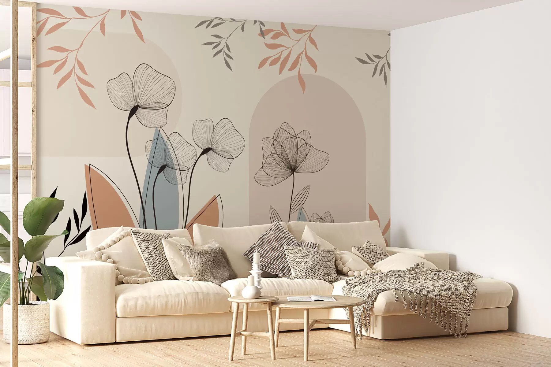 Fototapetai Boho stiliaus gėlės ir šakos w02754