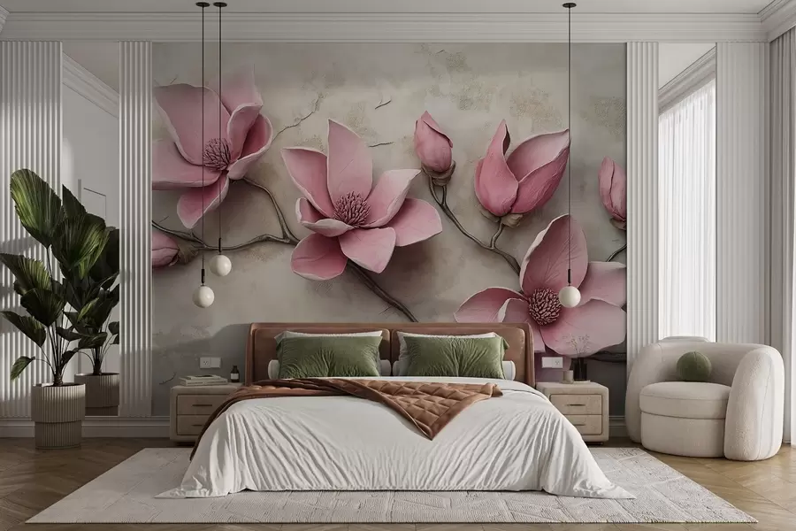 Fototapetai Rožinės magnolijos stiuko stiliumi w08635