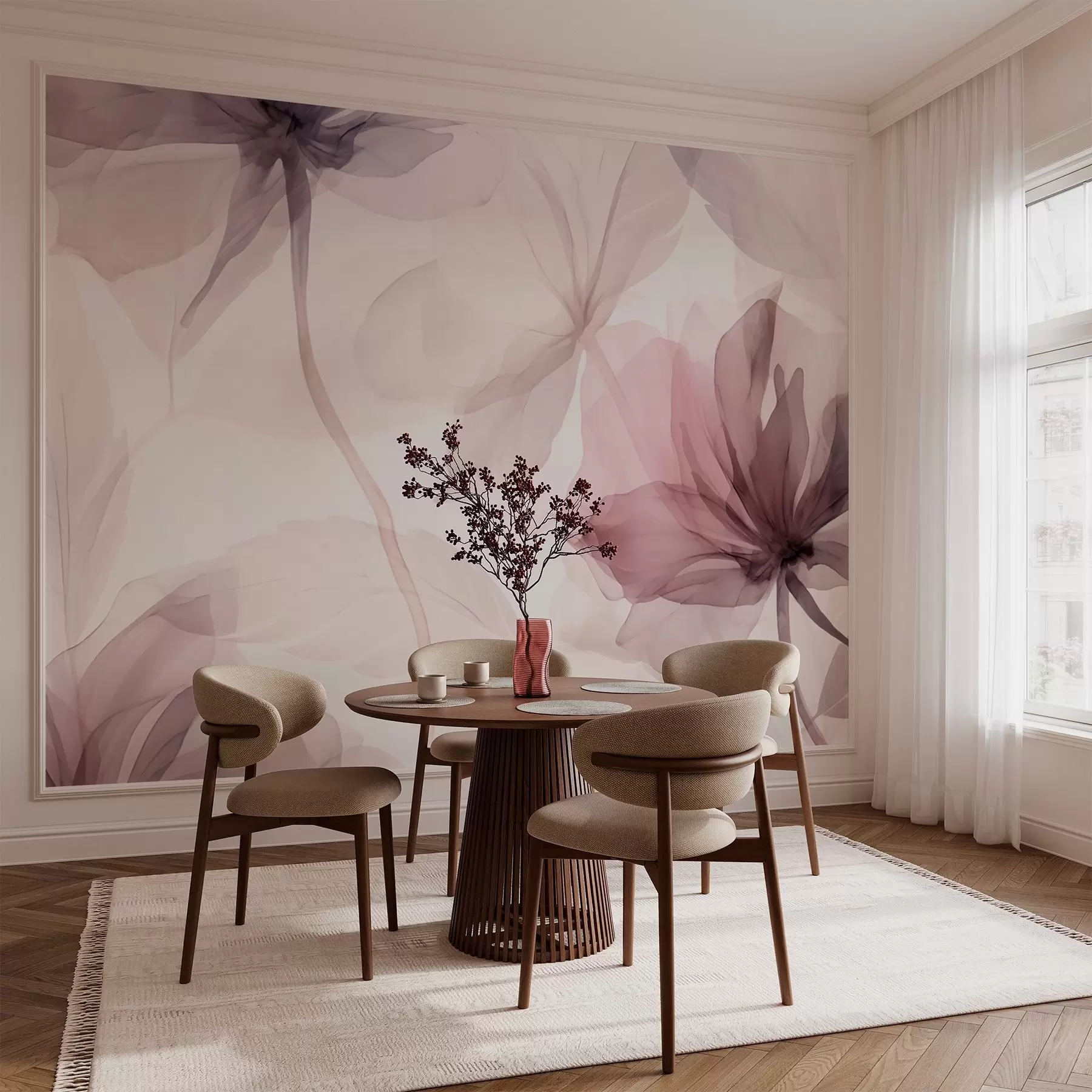 Fototapetai Švelnių pastelinių spalvų efemeriškos gėlės w02755