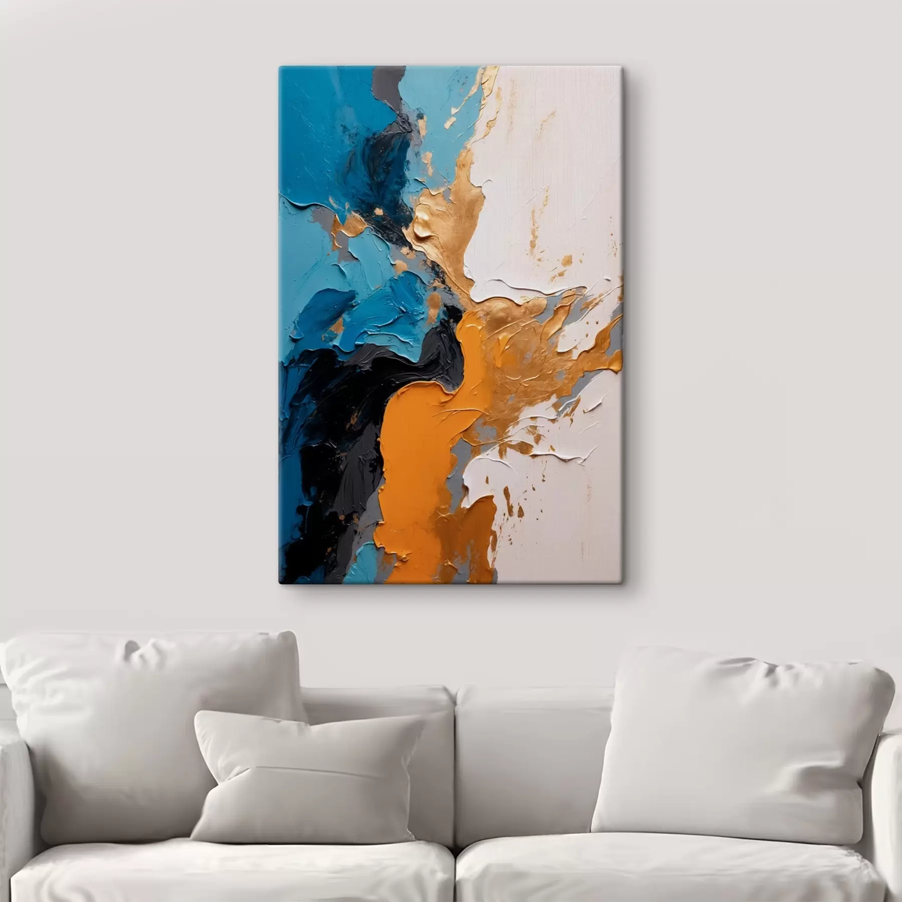 Fototapetai Abstraktus paveikslas su mėlyna balta ir geltona spalvomis s42254