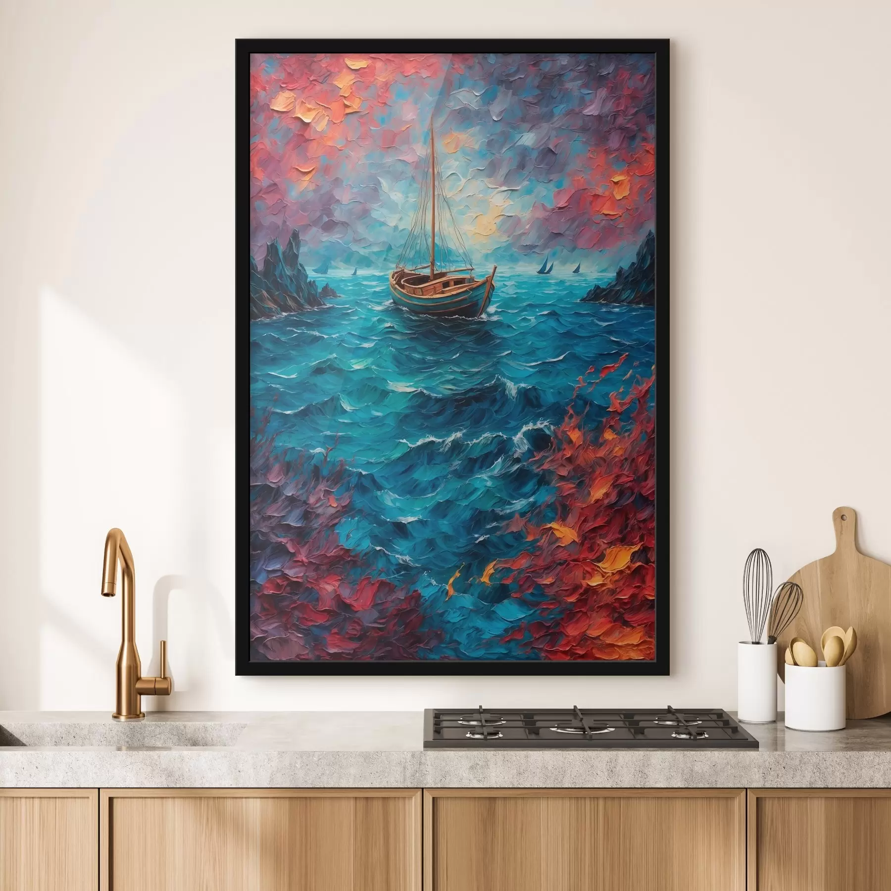 Paveikslėlis Laivas plaukioja šėlstančioje jūroje f42250