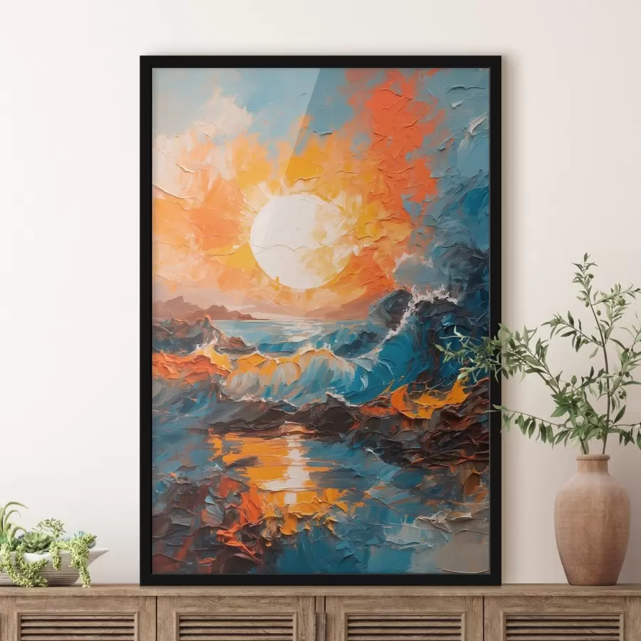 Fototapetai Audringa jūra ir saulė aliejinės tapybos stiliumi f42257