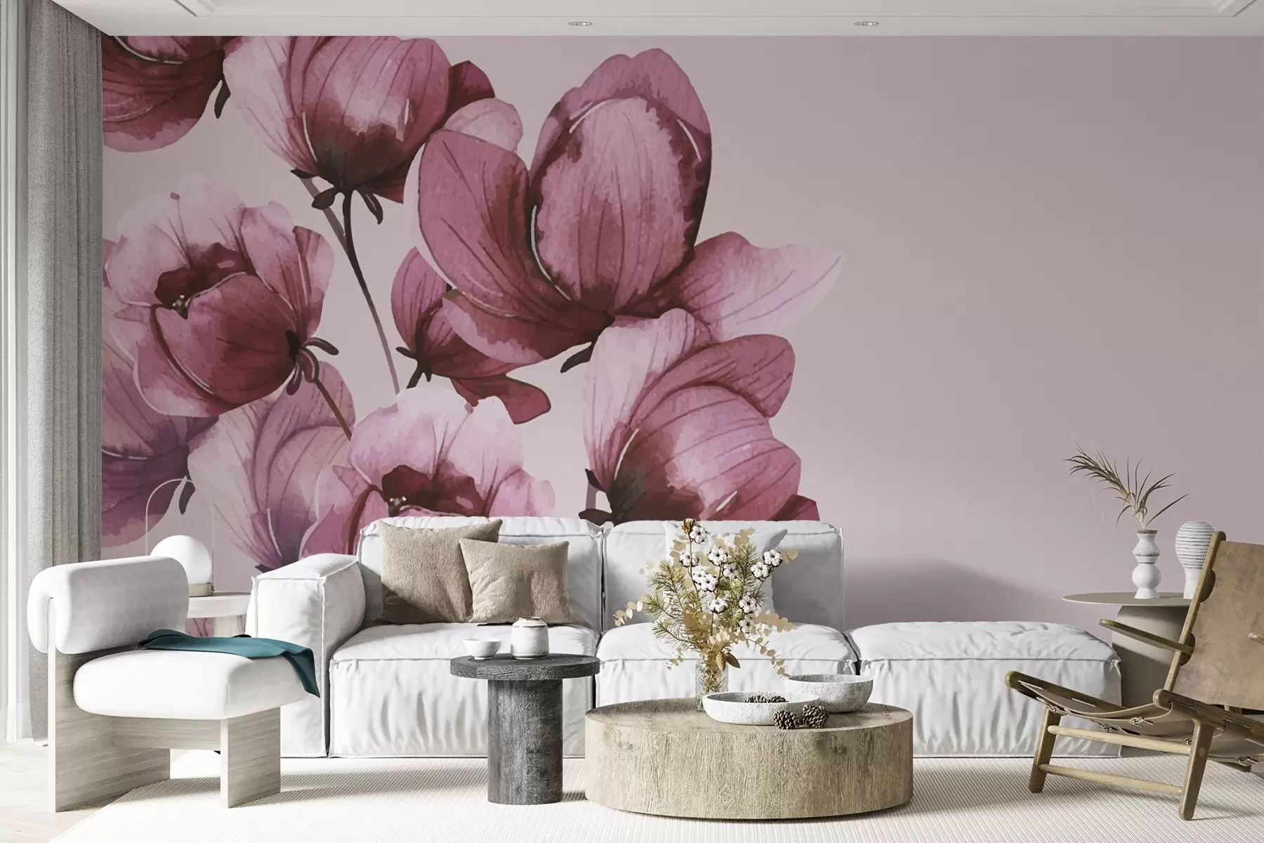 Fototapetai sodrios rožinės gėlės w02801