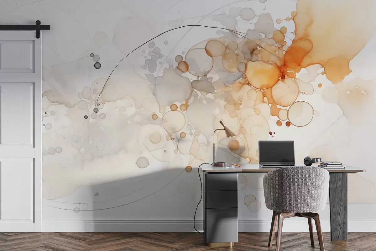 Fototapetai Abstraktus skysčių menas, akvarelės stilius, oranžinės ir smėlio spalvos w02746