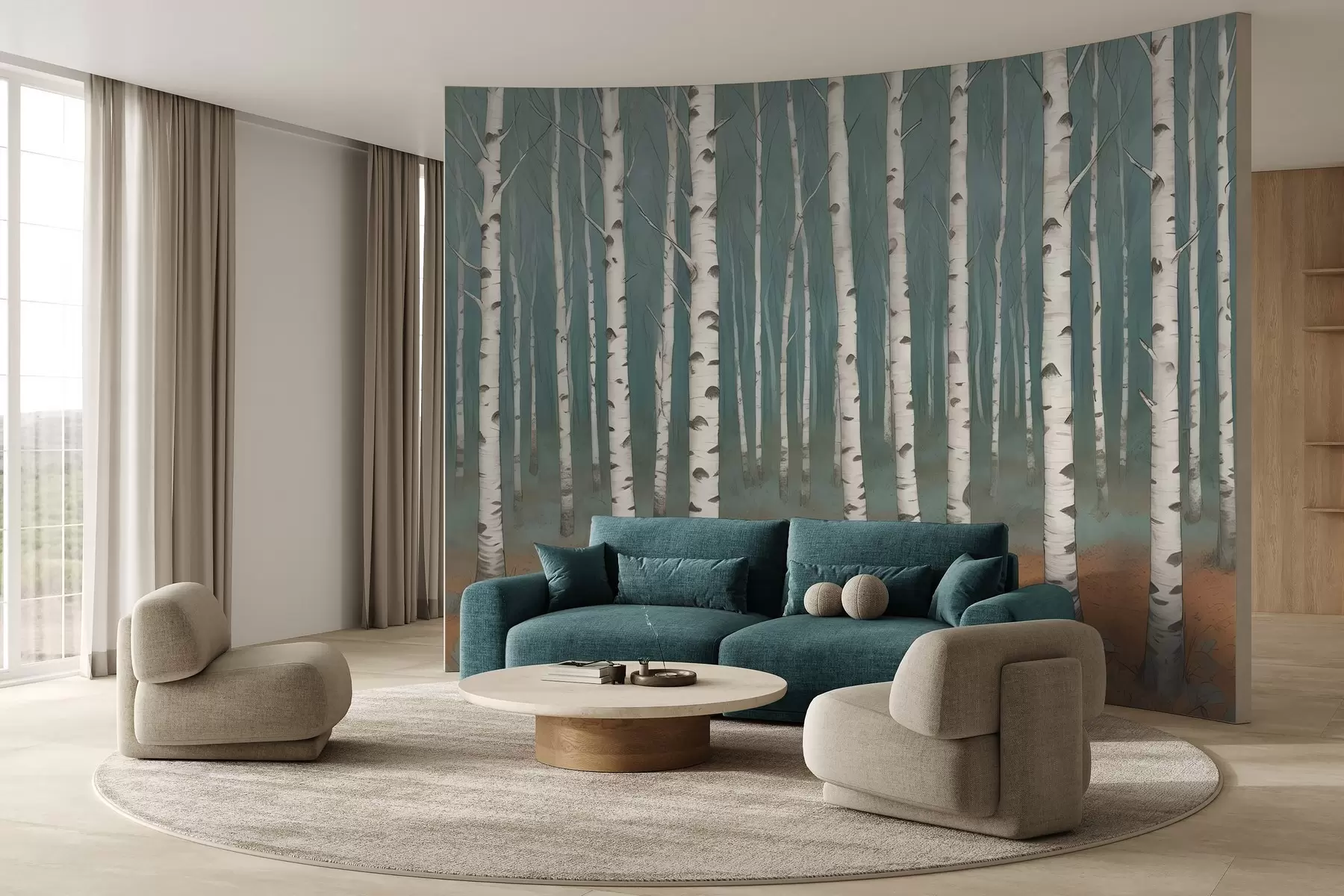 Fototapetai Akvareliniai beržai w02845