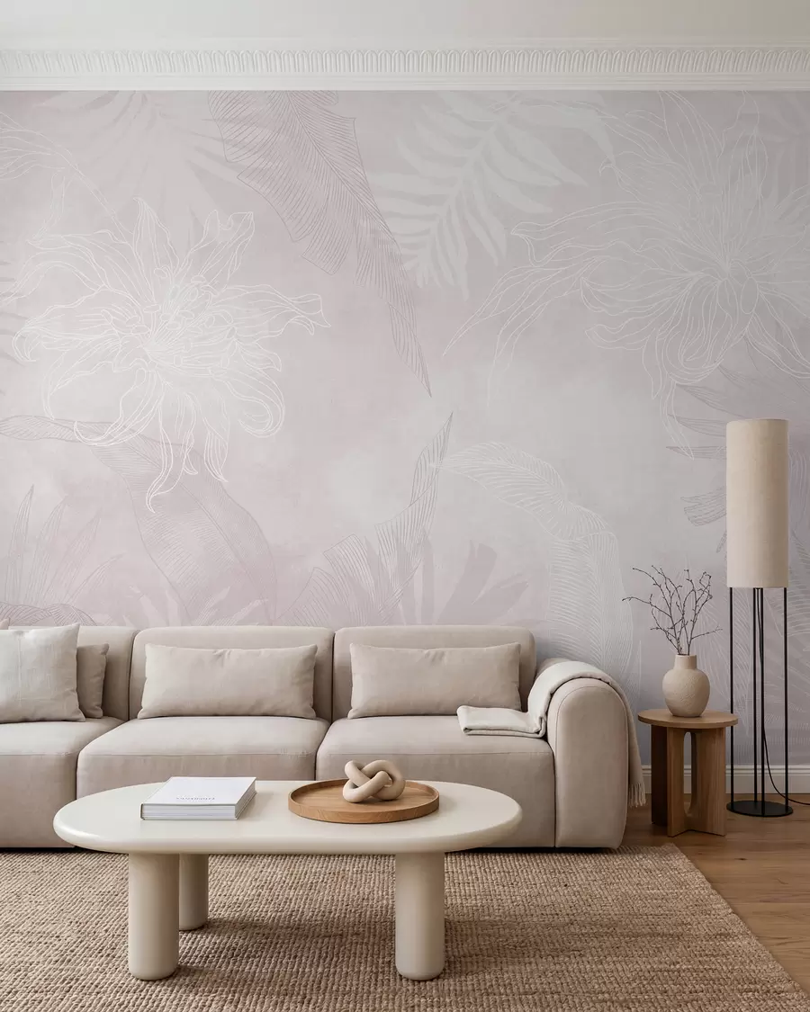 Fototapetai Palmių lapai rožinėje migloje w02737v4