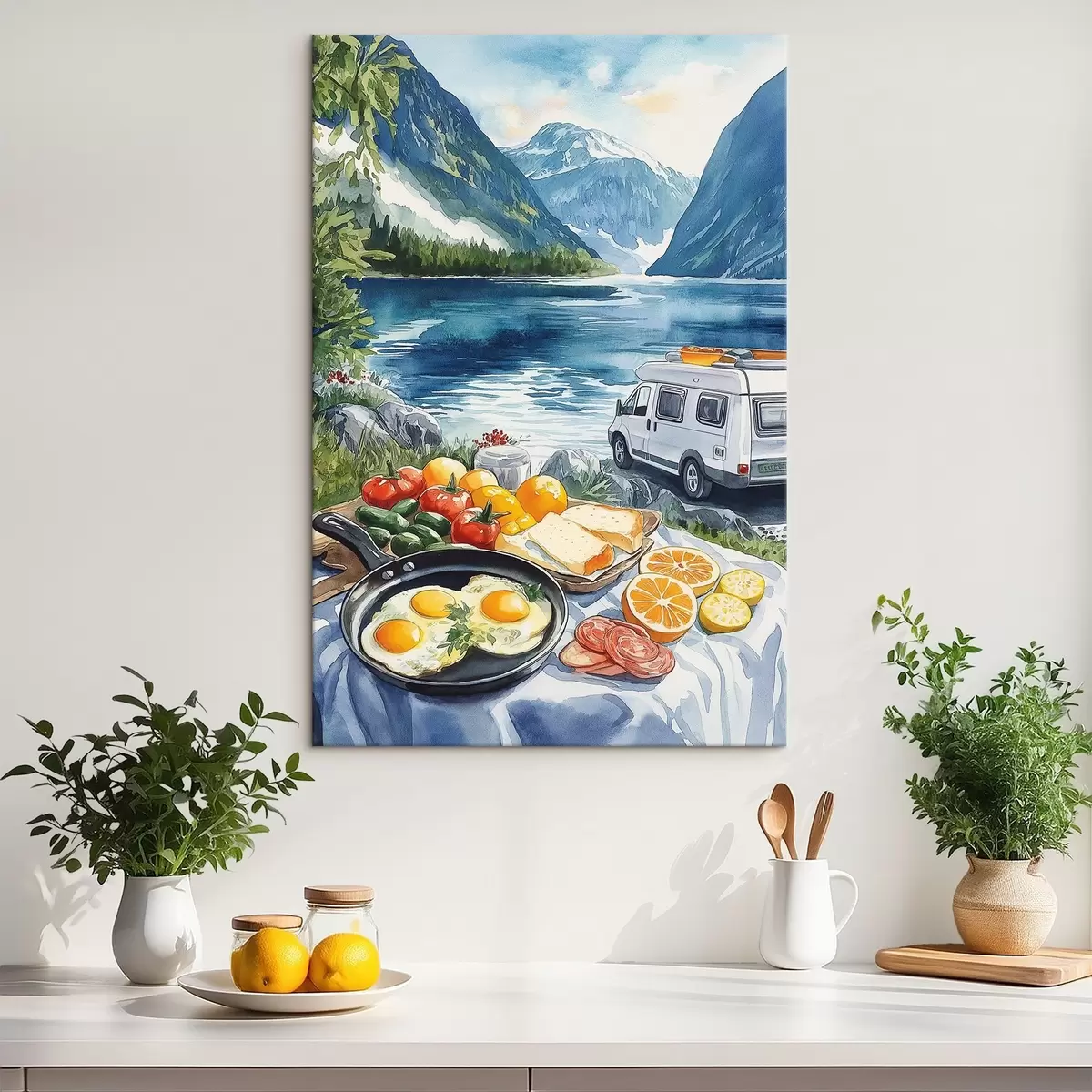 Paveikslėlis Kelionės, gyvenimas lauke, akvarelės stilius, Norvegija, pusryčiai  s42430