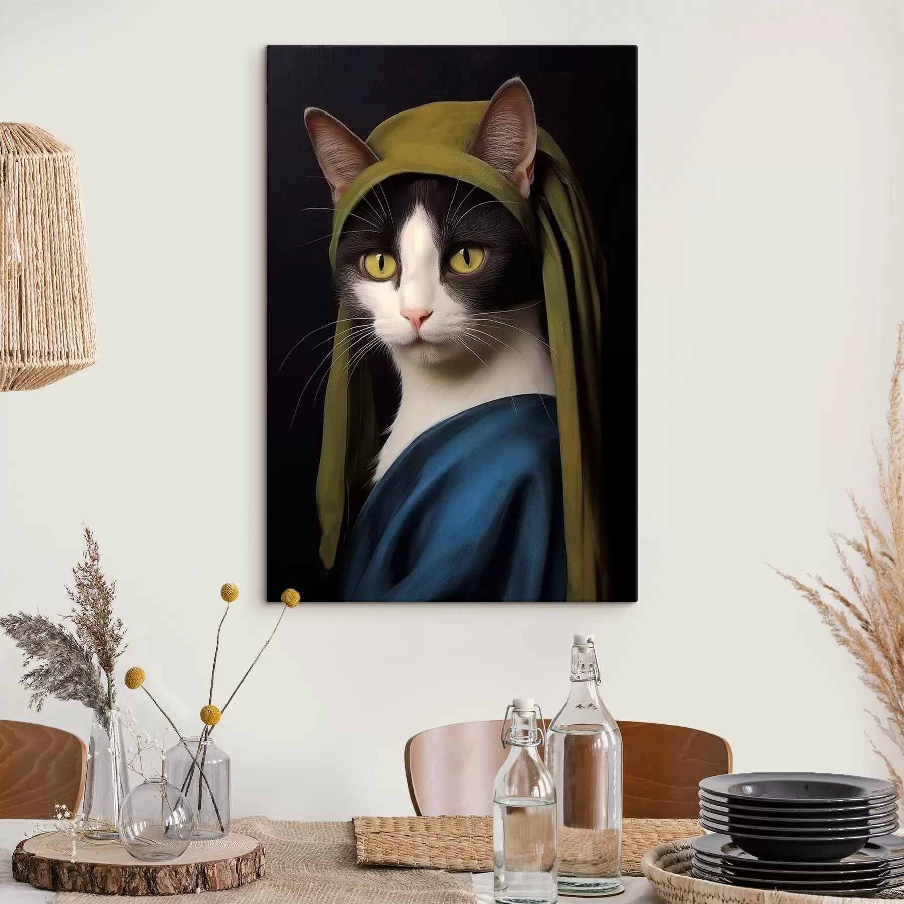 Fototapetai Portreto stiliaus katė su perliniu auskaru s42486