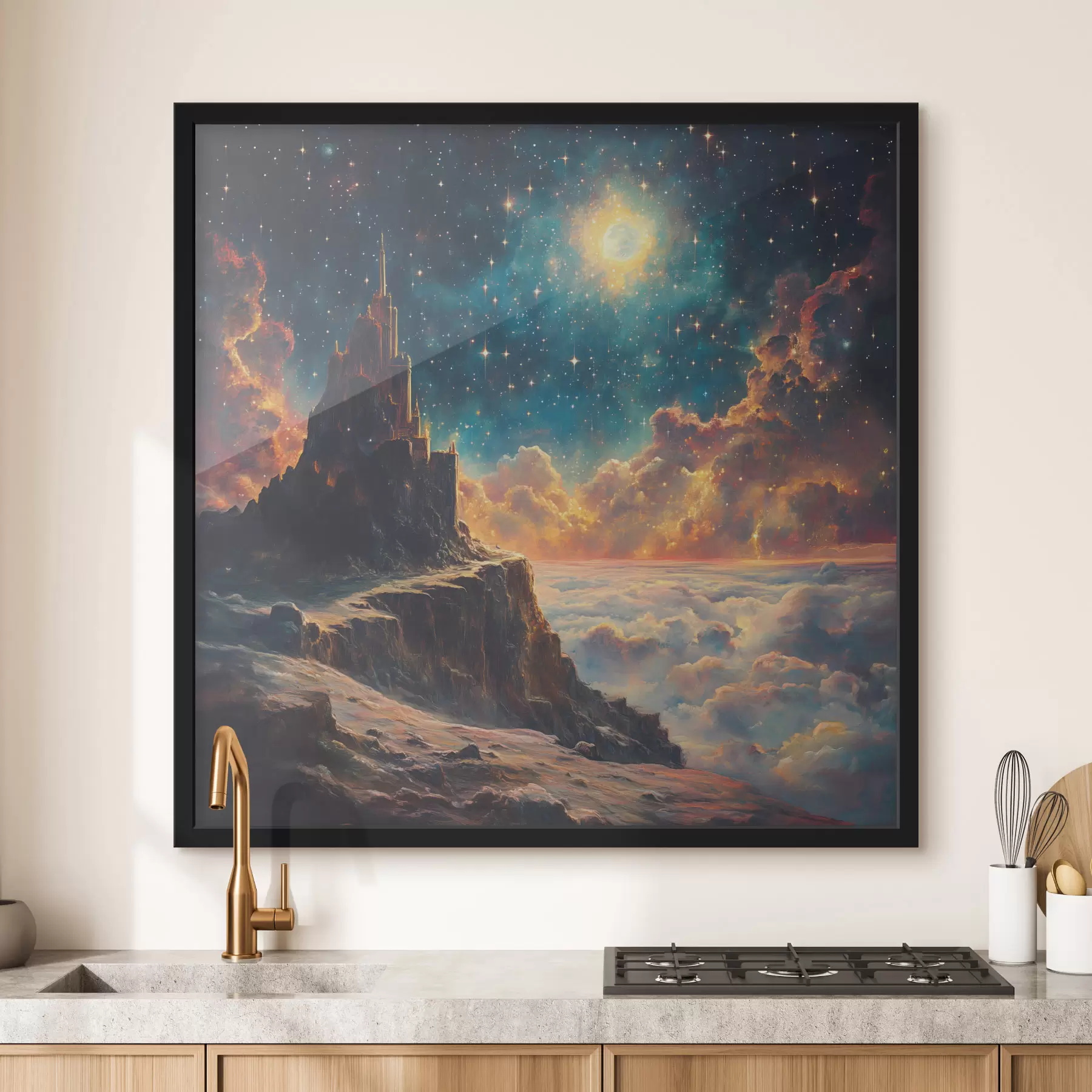 Fototapetai Kalnai ir naktinis žvaigždėtas dangus f42500