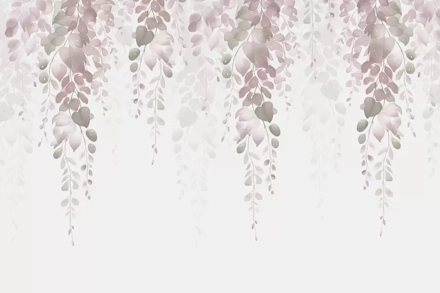 Fototapetai Kabančios šakos su lapais, imituojančios akvarelę w02885