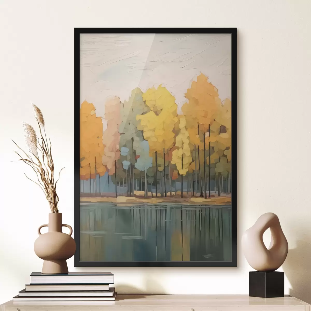 Plakatas Rudens giraitė prie tvenkinio imituoja tapybą f42586