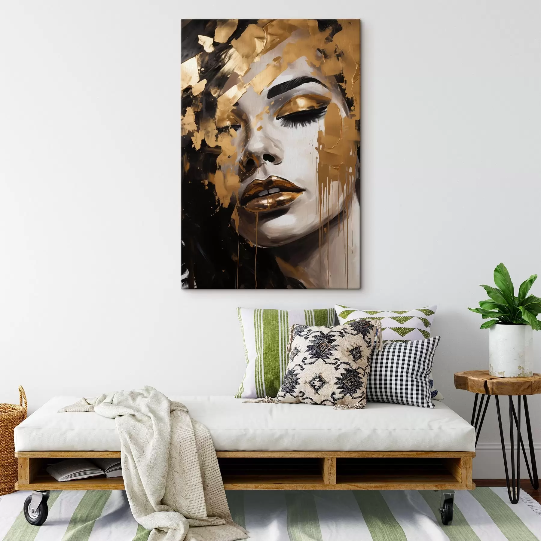 Paveikslėlis Abstraktus moters portretas su sodriais teptuko potėpiais ir šiltais tonais, sukuriantis ryškų ir dramatišką vaizdą s42619