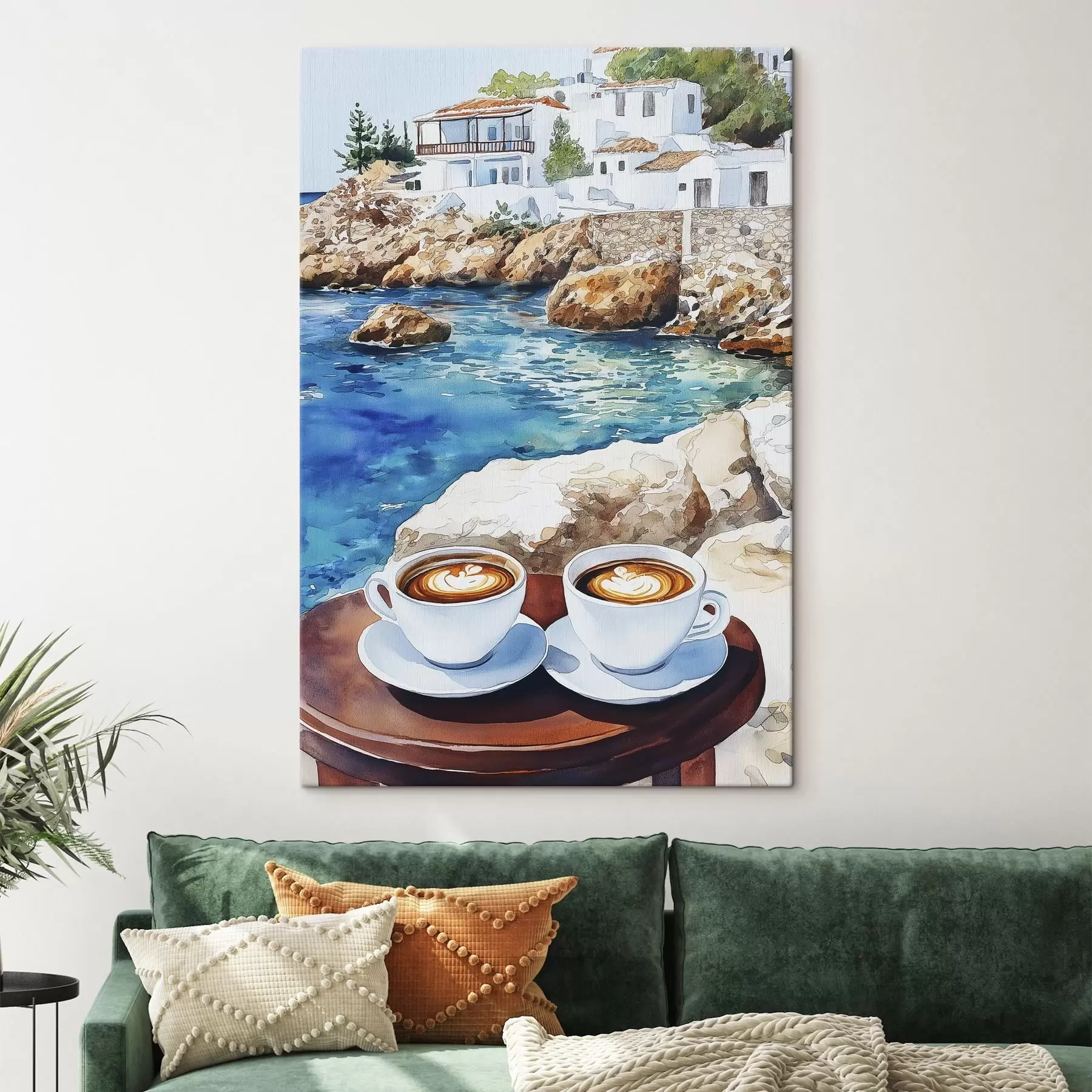 Paveikslėlis Akvarelė prie jūros su kavos puodeliais, vasara s42449