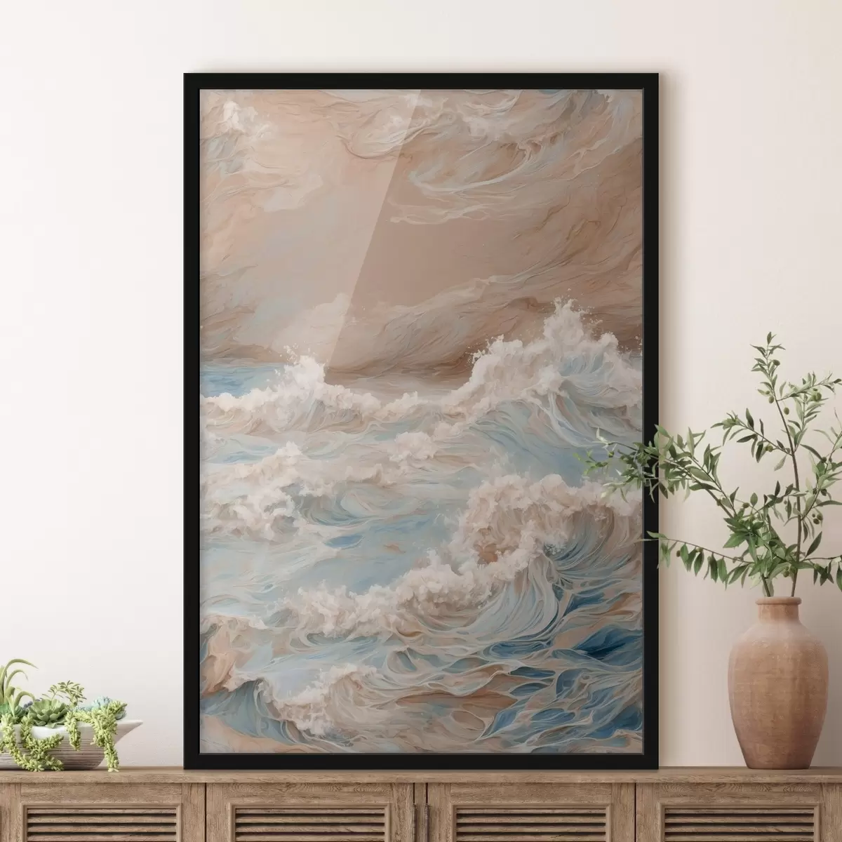 Plakatas Abstrakti siautėjanti jūra aliejinės tapybos stiliumi f42539