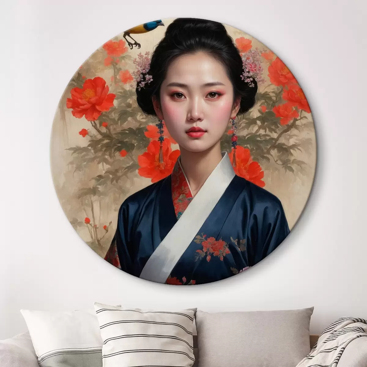 Apvalūs paveikslai Japonų mergaitė su kimono r42511
