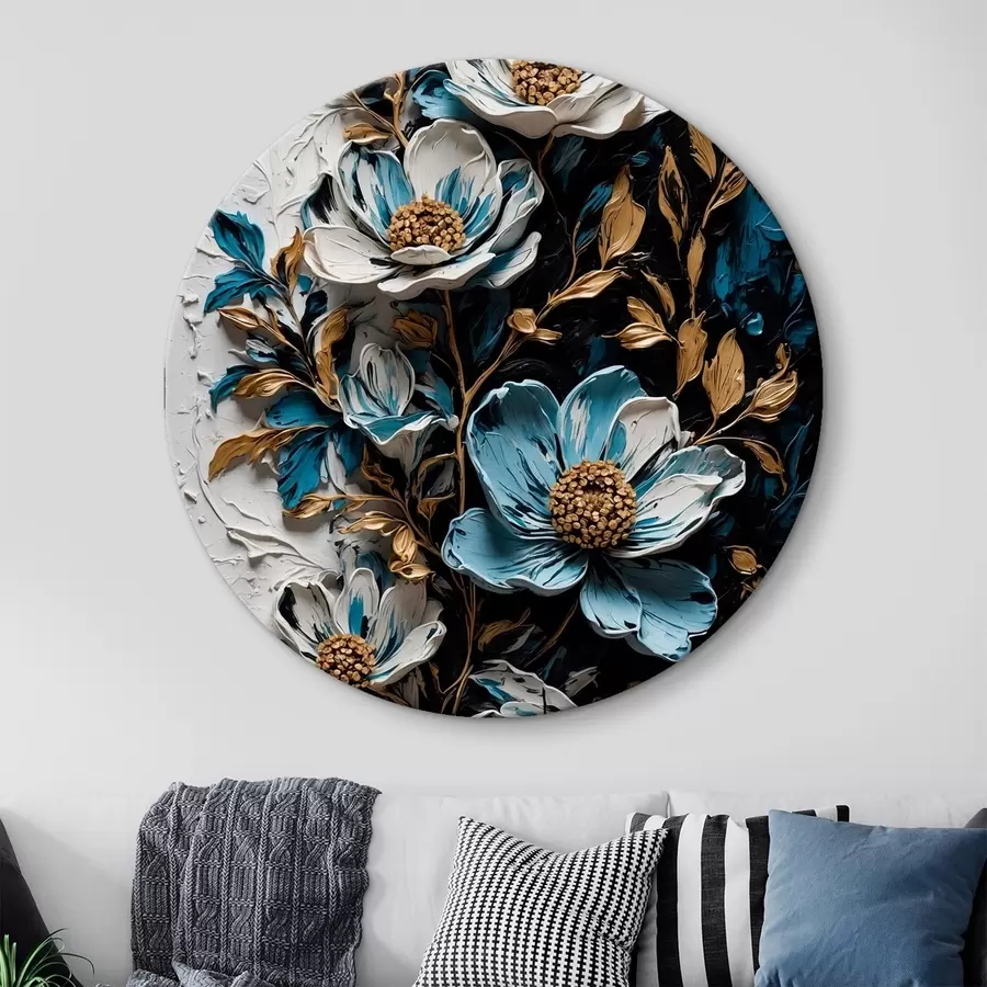 Paveikslėlis Gėlės ir stiebai juodai baltame fone aliejinės tapybos stiliumi r42532