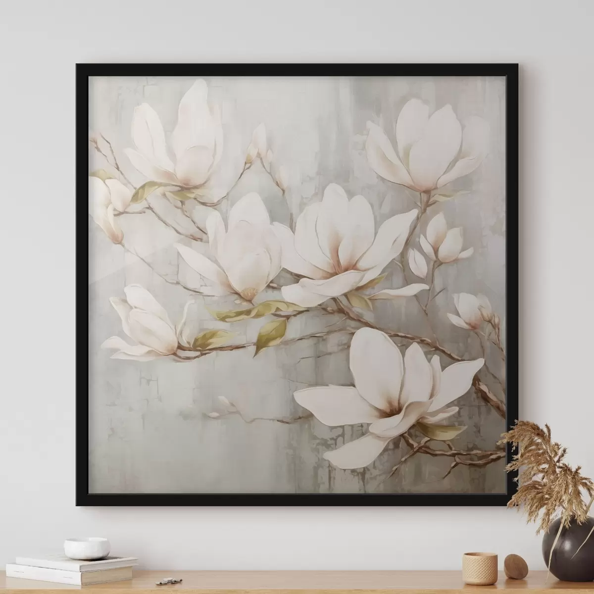 Plakatas Šaka su magnolijų gėlių tendencija f42632