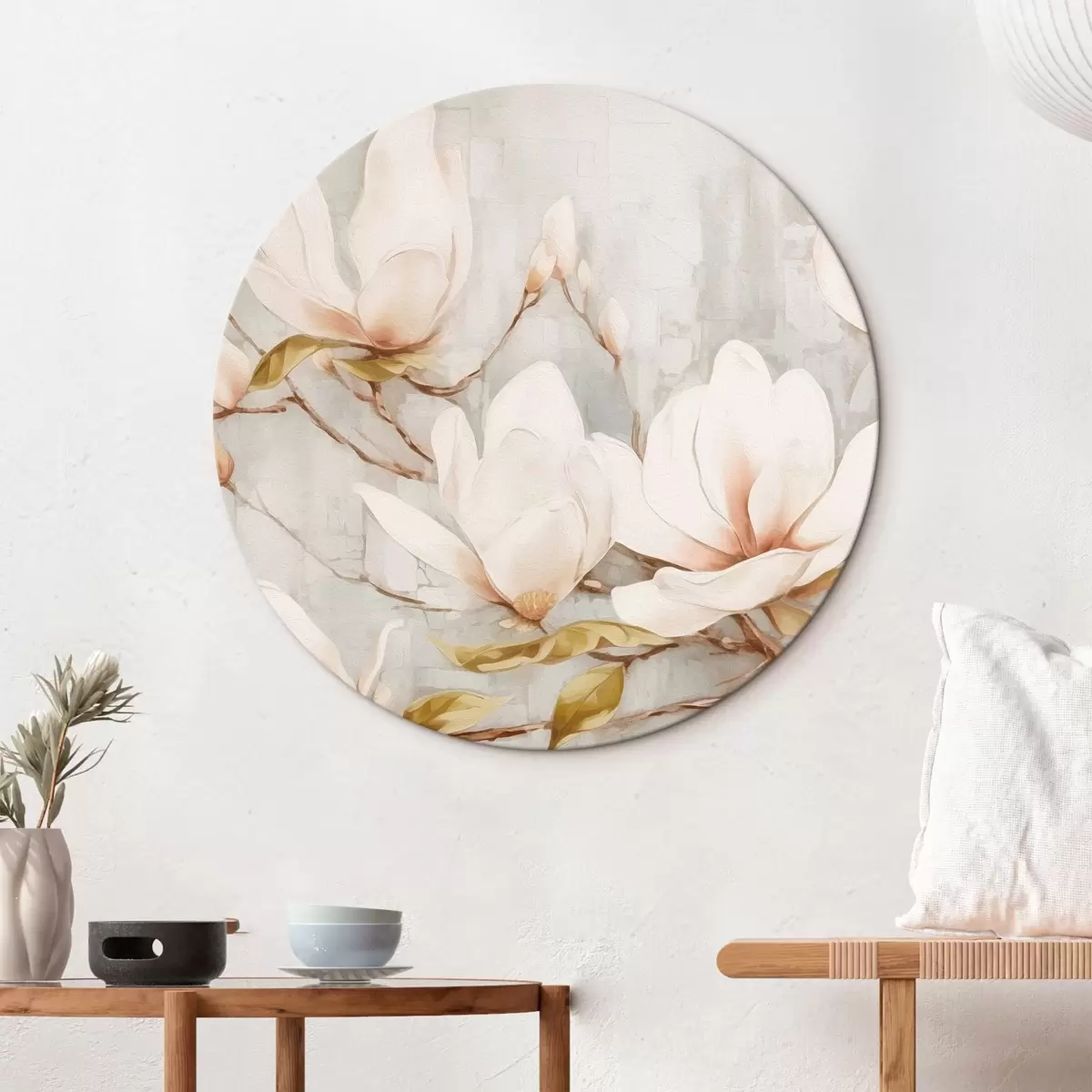 Apvalūs paveikslai Šaka su magnolijų gėlių tendencija r42632