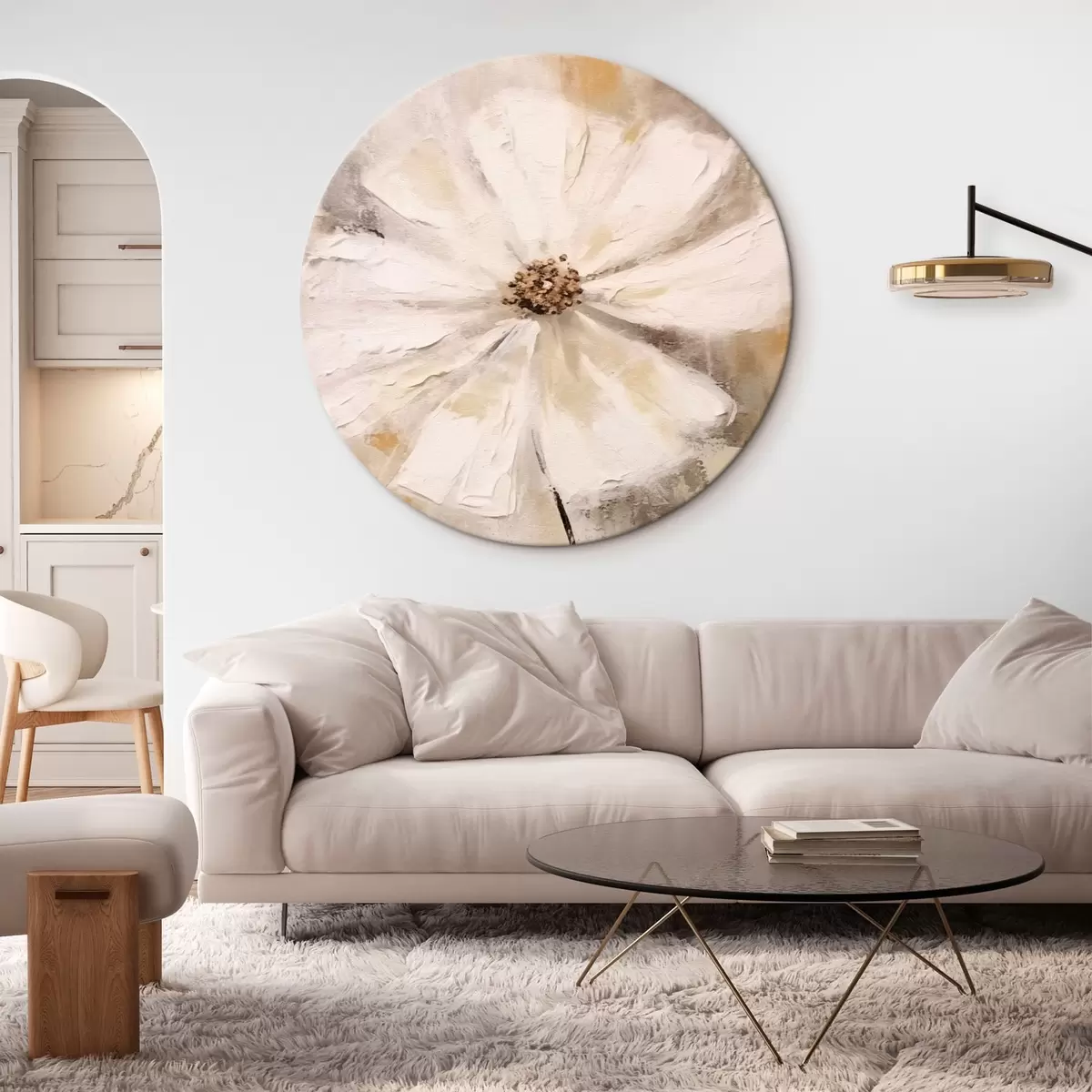 Apvalūs paveikslai Baltų gėlių tendencija r42640
