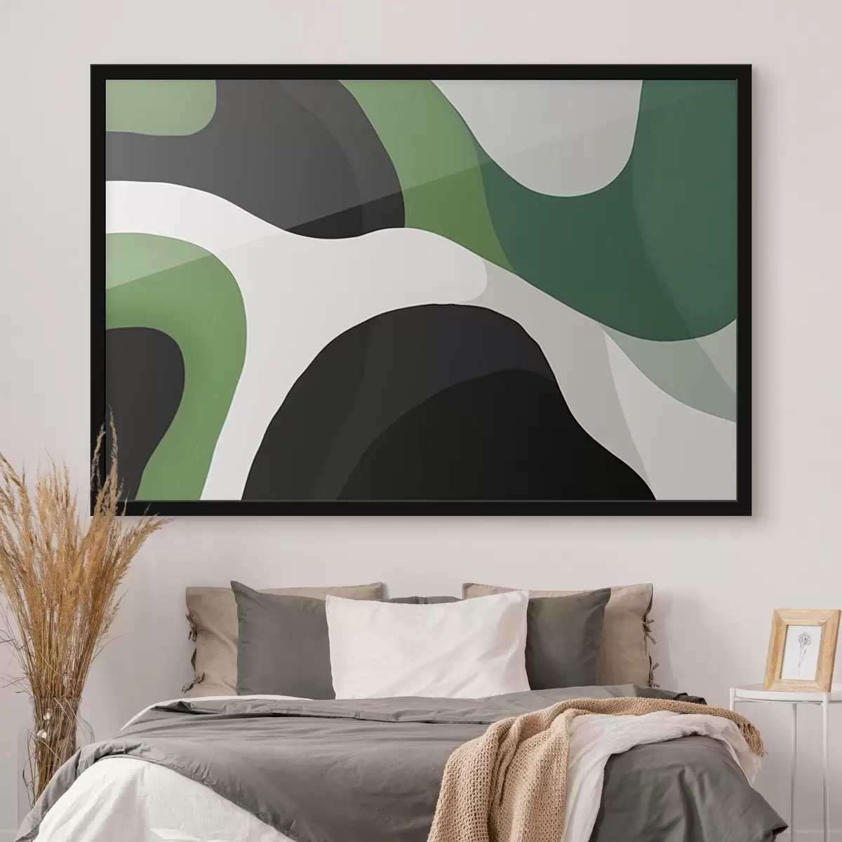 Plakatas Abstraktus geometrinis raštas žaliais ir juodais tonais f42651