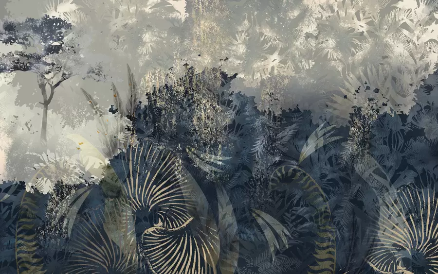 Fototapetai Magiška Afrika su atogrąžų miškais ir vektoriniais elementais w02643