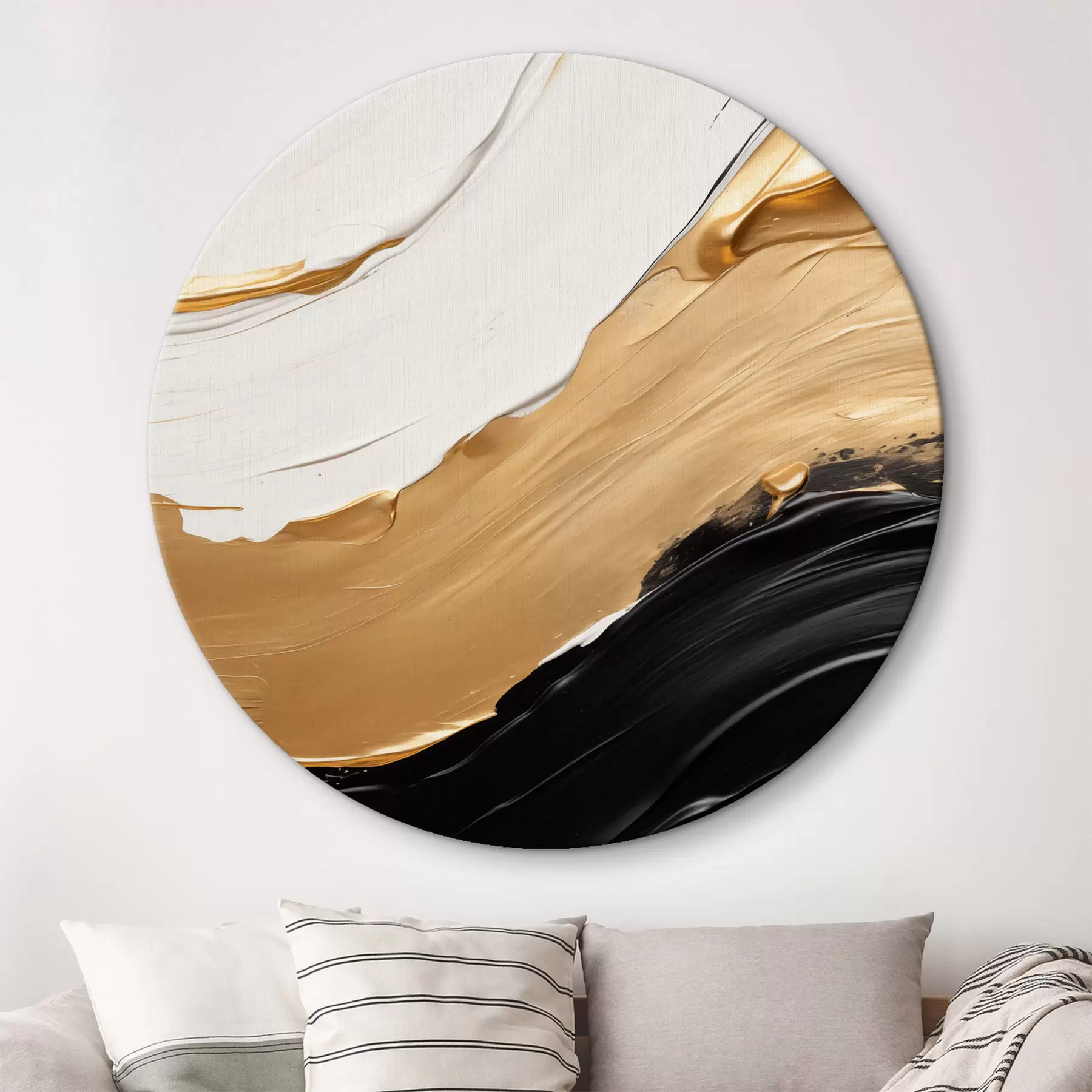 Paveikslėlis Abstrakti kompozicija su drąsiais baltų, geltonų ir juodų dažų potėpiais r42717